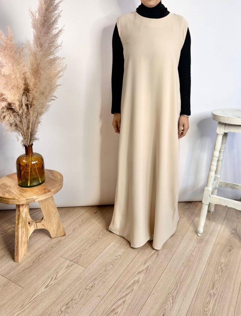 Abaya Sans Manches Plissé Satiné