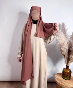 Hijab à Enfiler avec Élastique rose avant