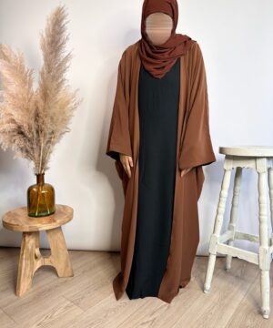 Kimono Farasha Soie de medine Marron