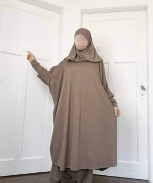 Jilbab de Bain marron maillot de bain burkini de face