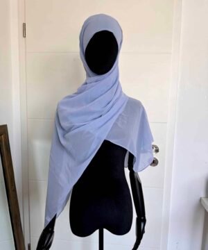 Hijab Lin à Nouer bleu à attacher porté enfilé