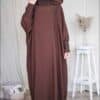 Jilbab Capuche de prière long marron