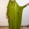 Abaya Khimar Soie de Médine vert olive