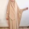 Abaya Khimar Soie de Médine beige