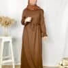 Abaya en maille manches tulipe, robe élégante et chaude pour femmes musulmanes, idéale pour l'hiver.