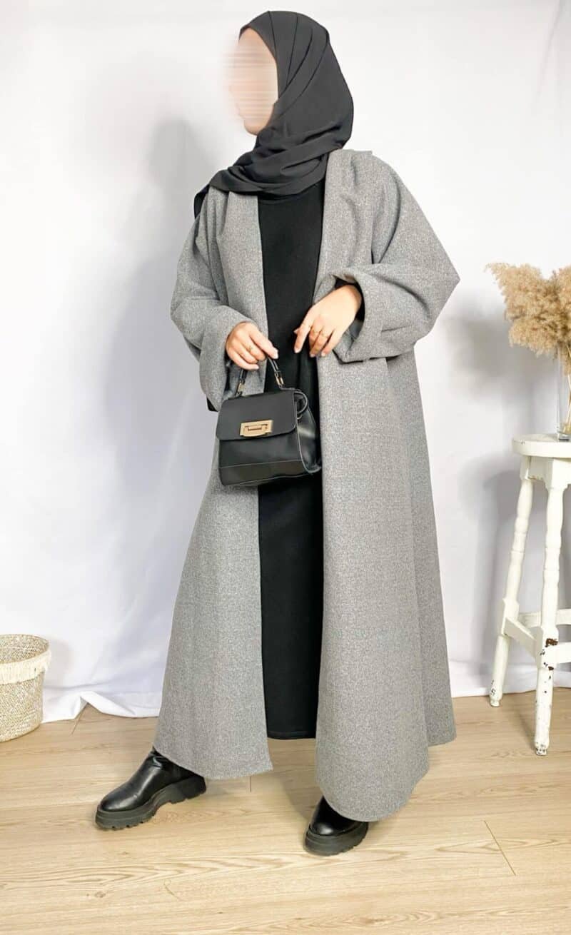 Manteau Long Oversize en Laine pour Femme Voilée - Mode Pudique et Élégante