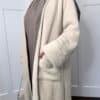 Manteau long en laine avec poches beige profil