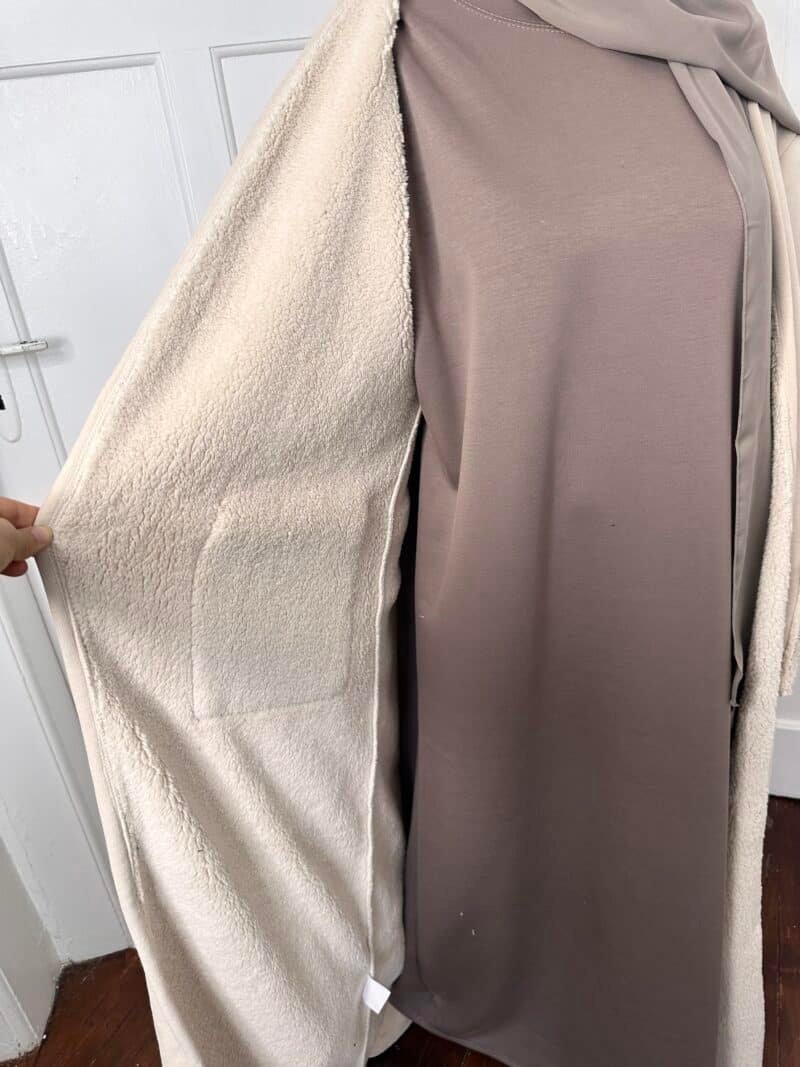 Manteau long en laine avec poches beige