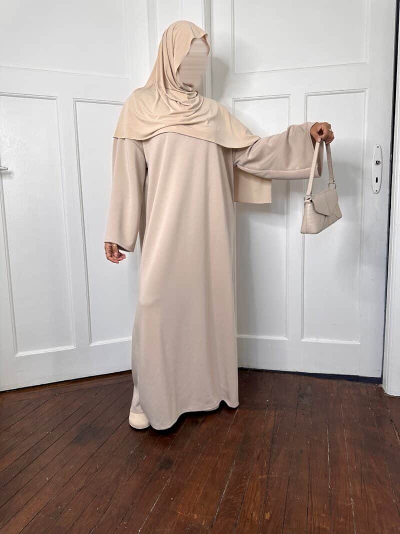 Robe Sweat Longue Oversize beige face