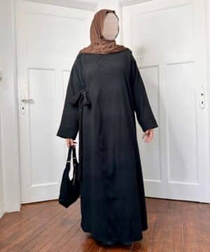 Robe Longue Cache-Cœur Velours Noir face