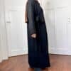 Robe Longue Cache-Cœur Velours Noir profil