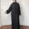 Abaya Dubai avec nœuds noir ficelle manche