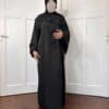 Abaya Dubai avec nœuds noir ficelle manche face