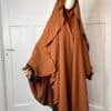 Khimar Jazz Indonésien pour femme voilée marron profil