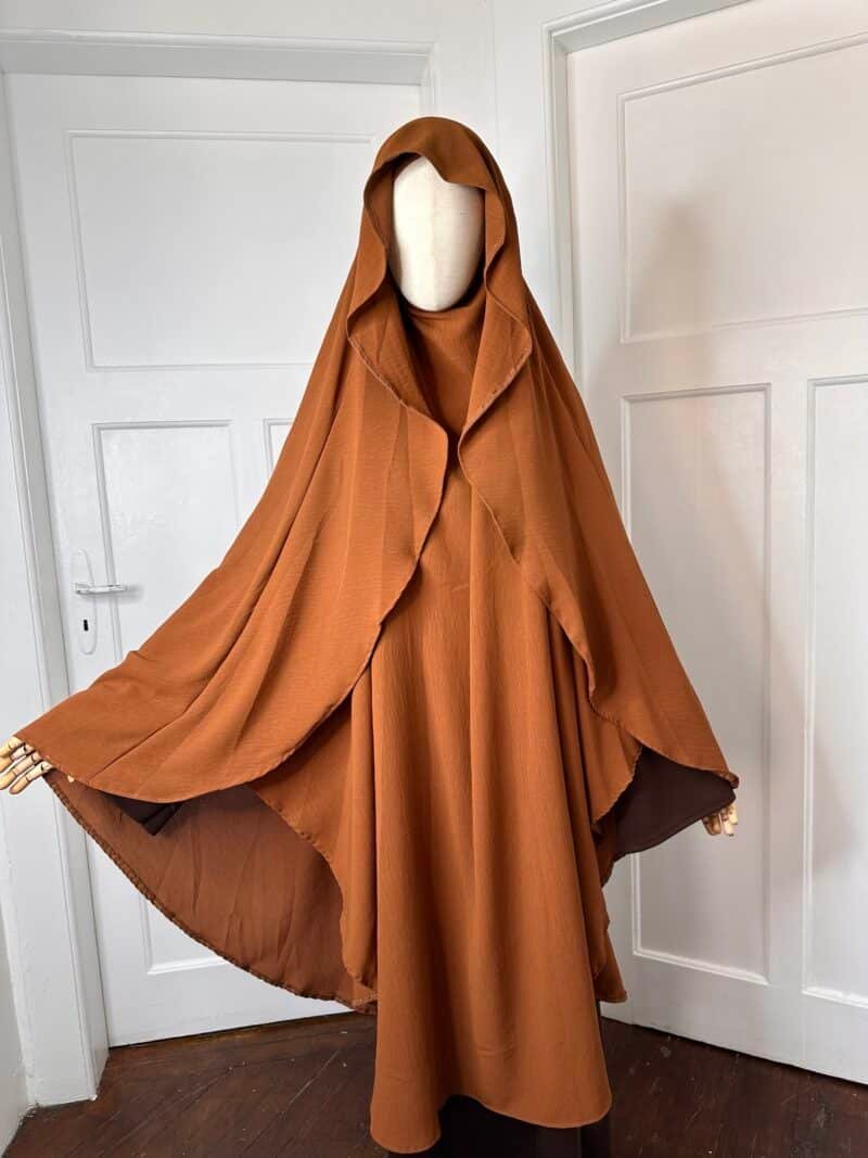 Khimar Jazz Indonésien pour femme voilée marron ouvert